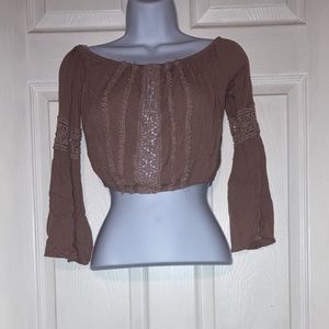 Charlotte Russe size XS nude long sleeve crop top